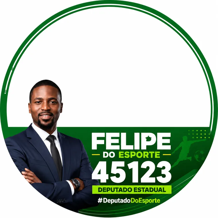 Moldura de campanha verde — Felipe do Esporte 45123, Deputado Estadual